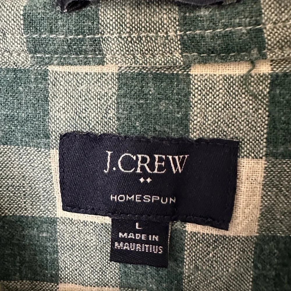 J Crew Shirt Green Homespun Check Plaid